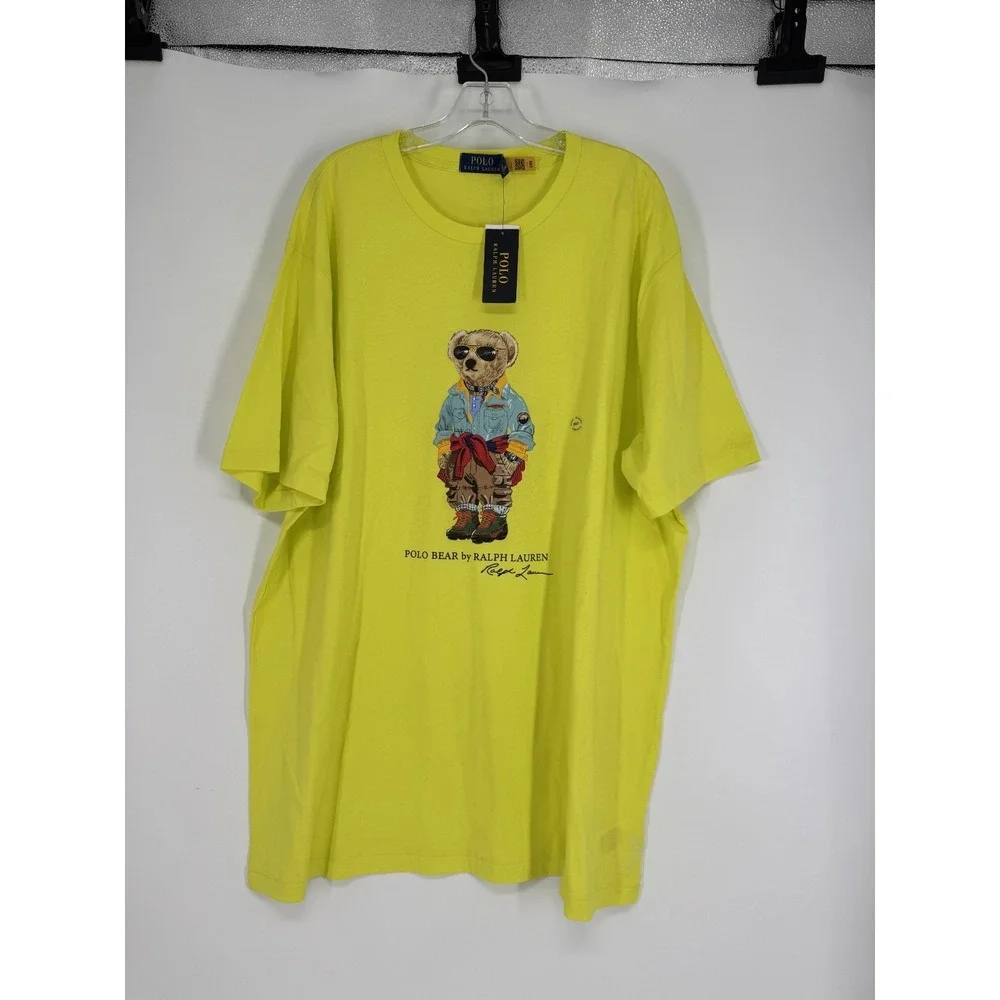 Polo Ralph Lauren Bear T Shirt 2XL‎ Tall 2XLT Neon Fluorescent Short Sleeve Tee